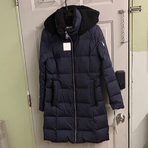 Calvin Klein Dark Blue Hooded Puffer Jacket